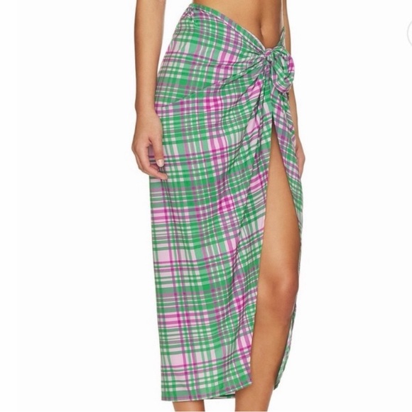 PLUSH- Plaid Sarong Skirt In Green - Picture 3 of 5